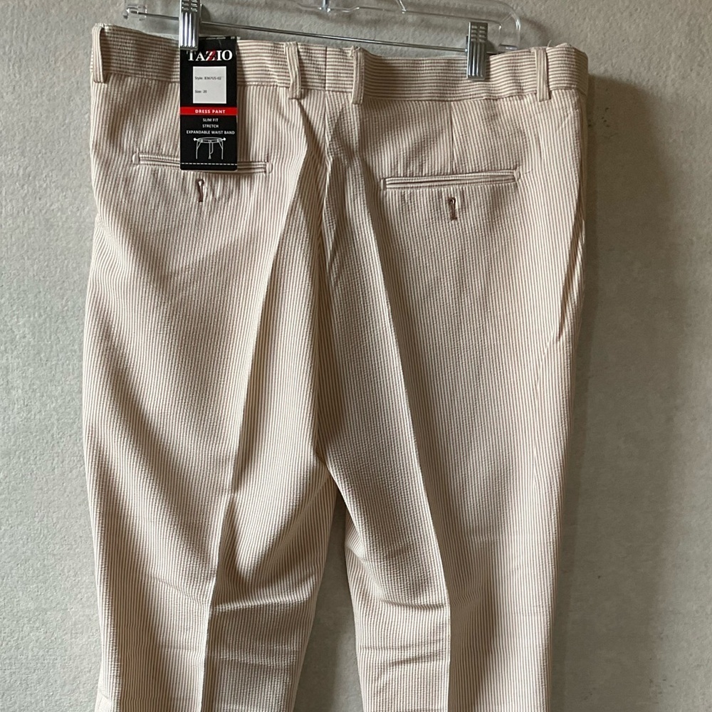 Tazio pants. Pen stripe. Beige and white. NWT Size 20 - Picture 4 of 6